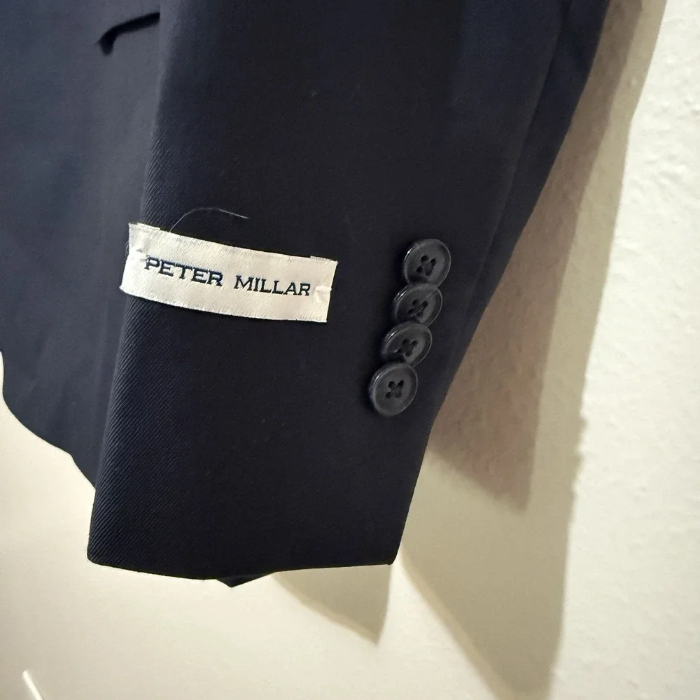 Peter Millar Men's Navy Blue Wool‎ Two Button Blazer Suit Jacket Classic Fit 48T